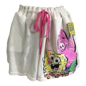 Spongebob squarepants raphic print white jersey knit sweats shorts size XXXL new